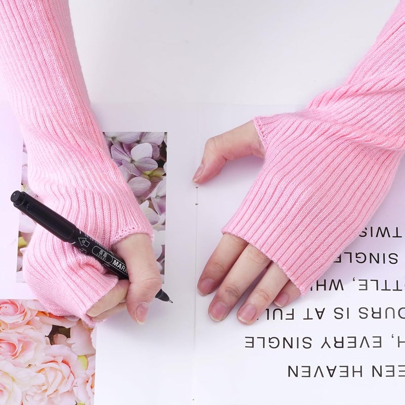Tongcloud Arm Warmers Winter Fingerless Long Gloves for Women for Women with Thumb Hole - Image 3